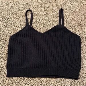 NWOT Black Ribbed Cropped Tank Top Size Small
